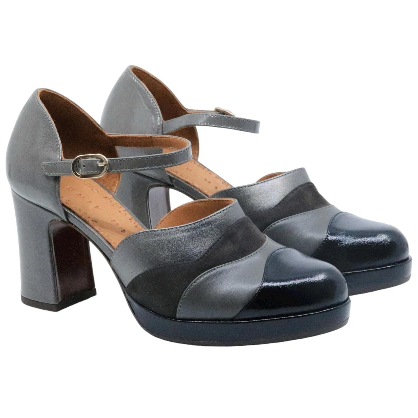 Decolleté Chie Mihara Dalian Green in pelle lucida grigia 