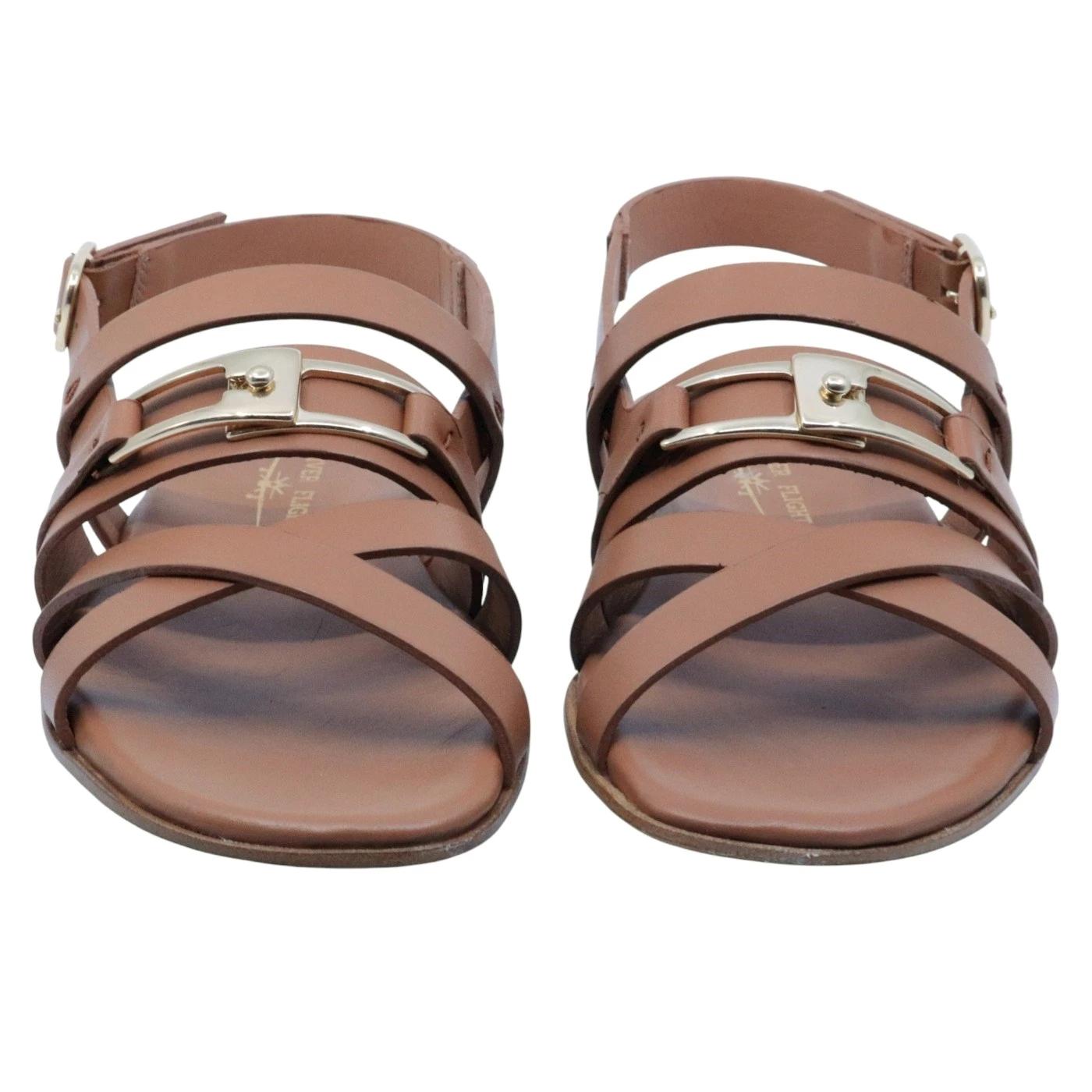 Sandalo donna Triver Flight 606 04 in pelle marrone 