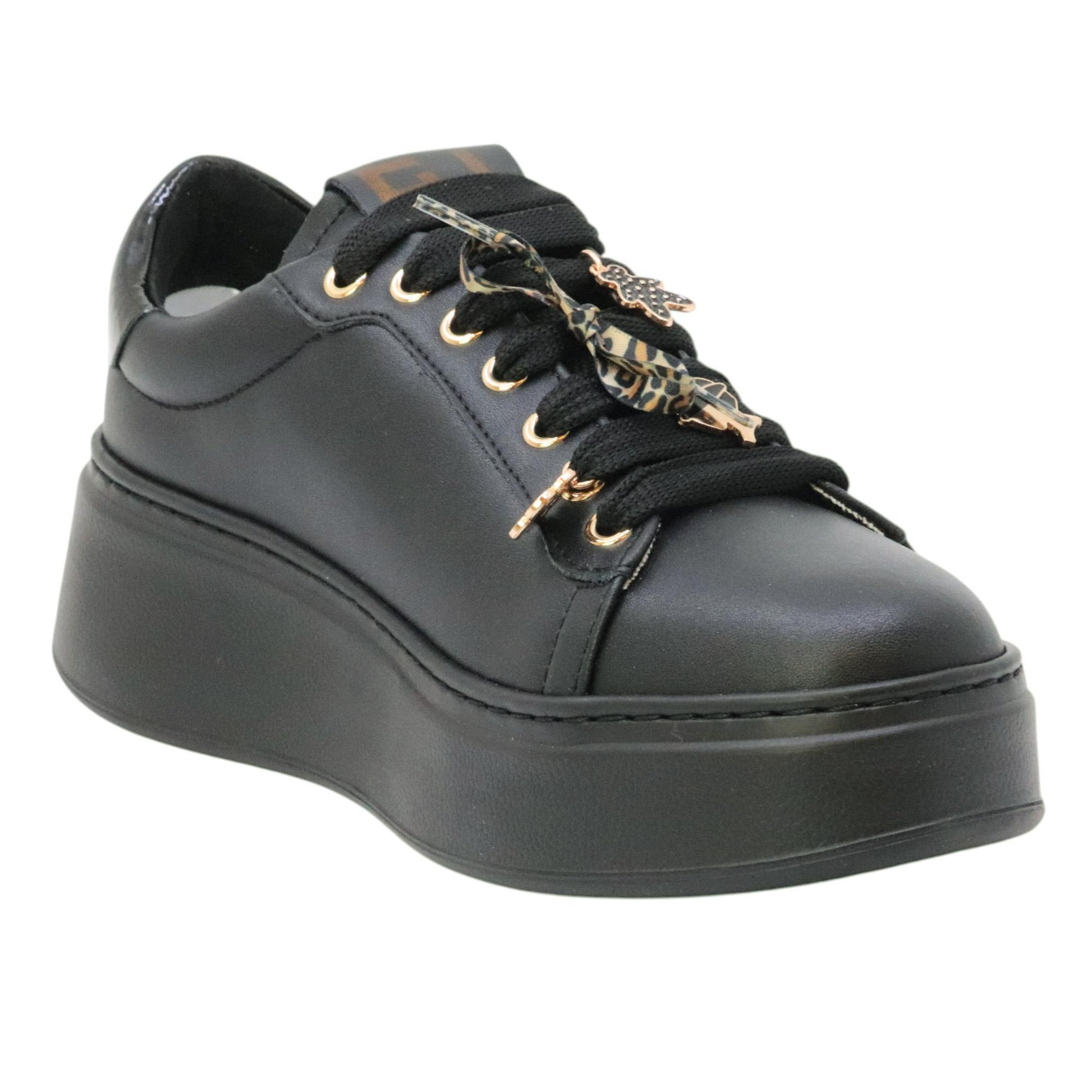 GIO+ PIA434A Combi sneaker donna in pelle nera 