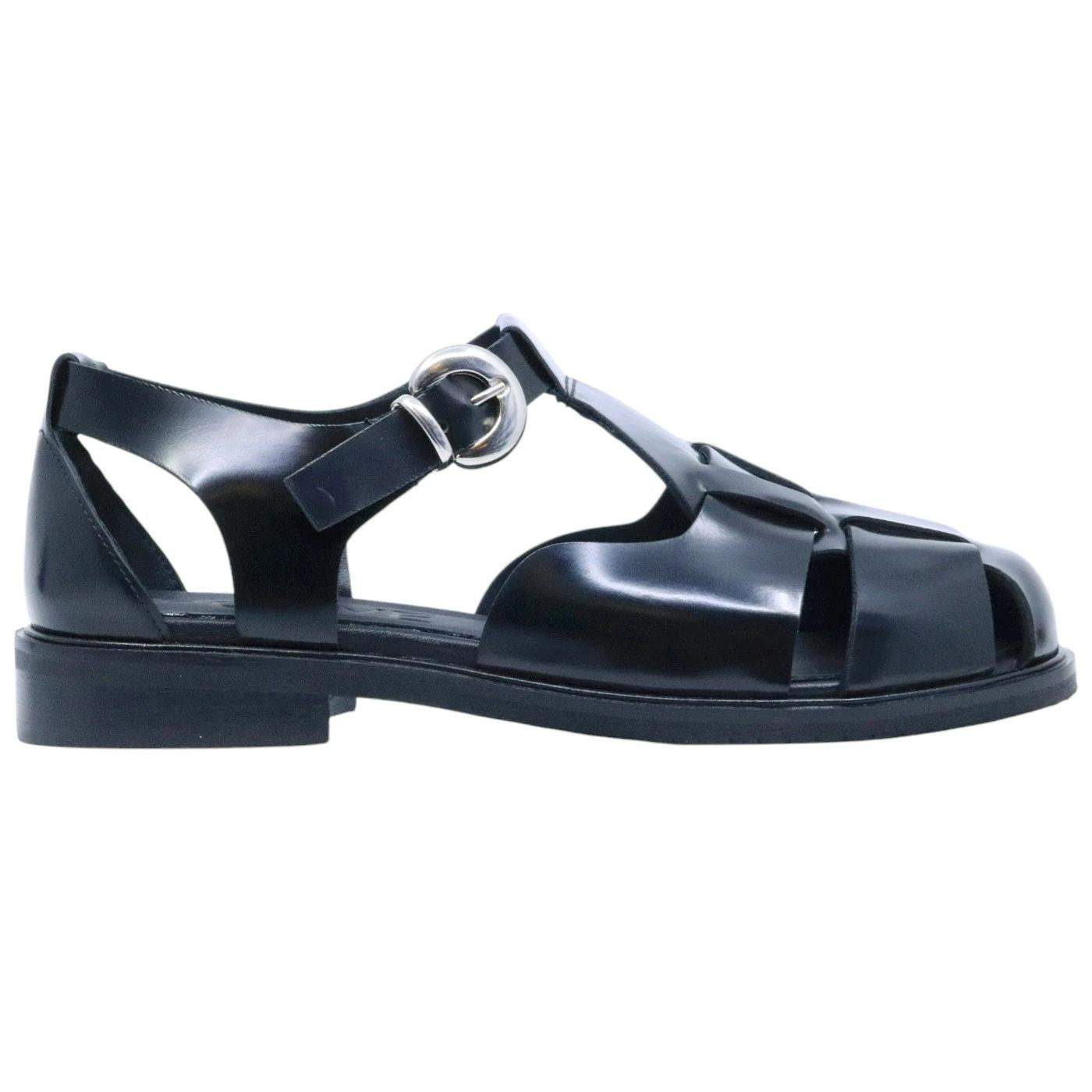 Sandalo donna Poeve JPG50 in pelle lucida nera 