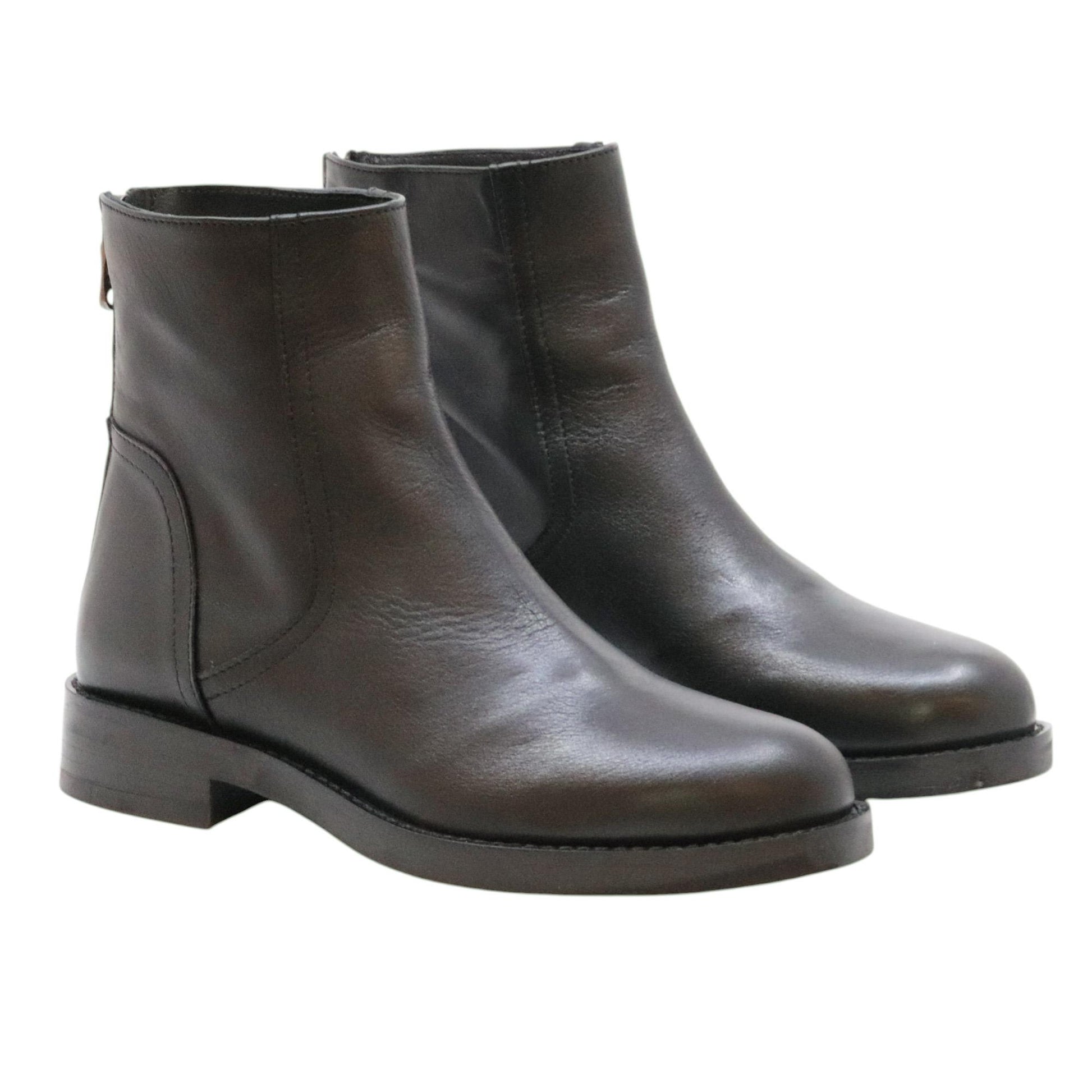 Curiositè 2629 stivaletto donna in pelle nera con zip posteriore 