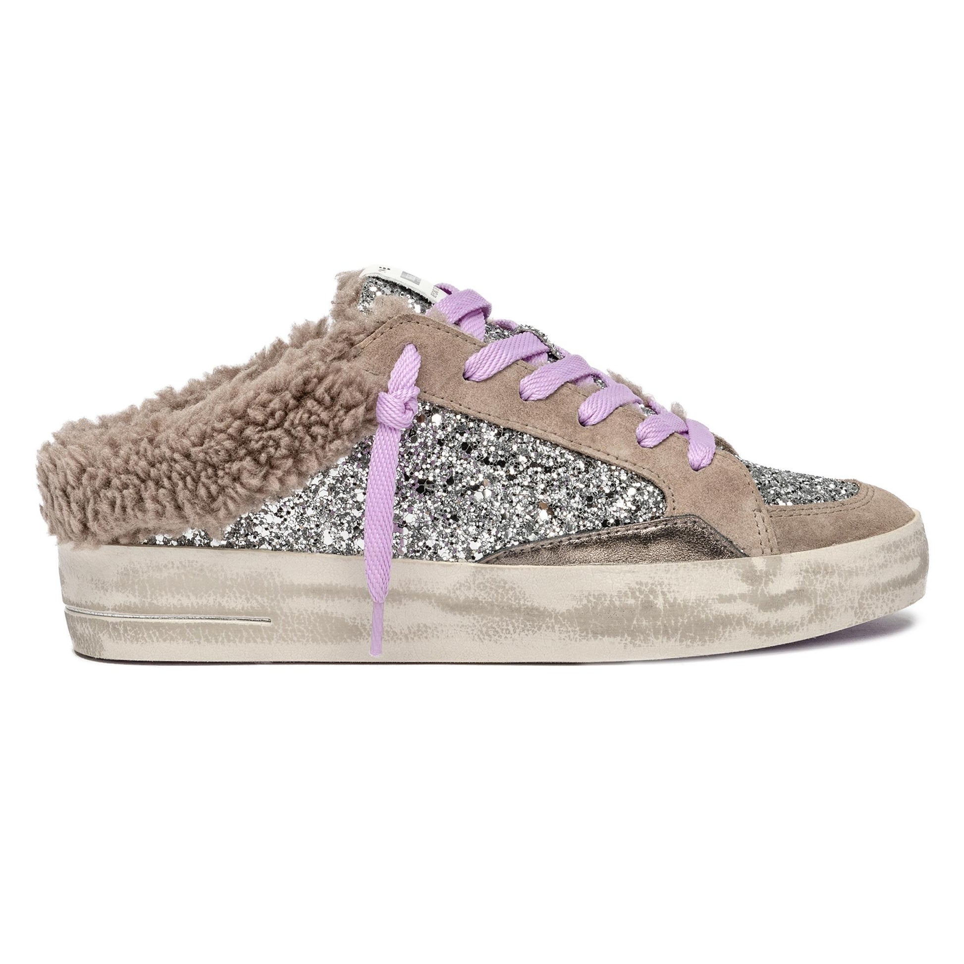 Crime London 25132 Sk8 Deluxe Sabot sneaker donna in glitter argento 