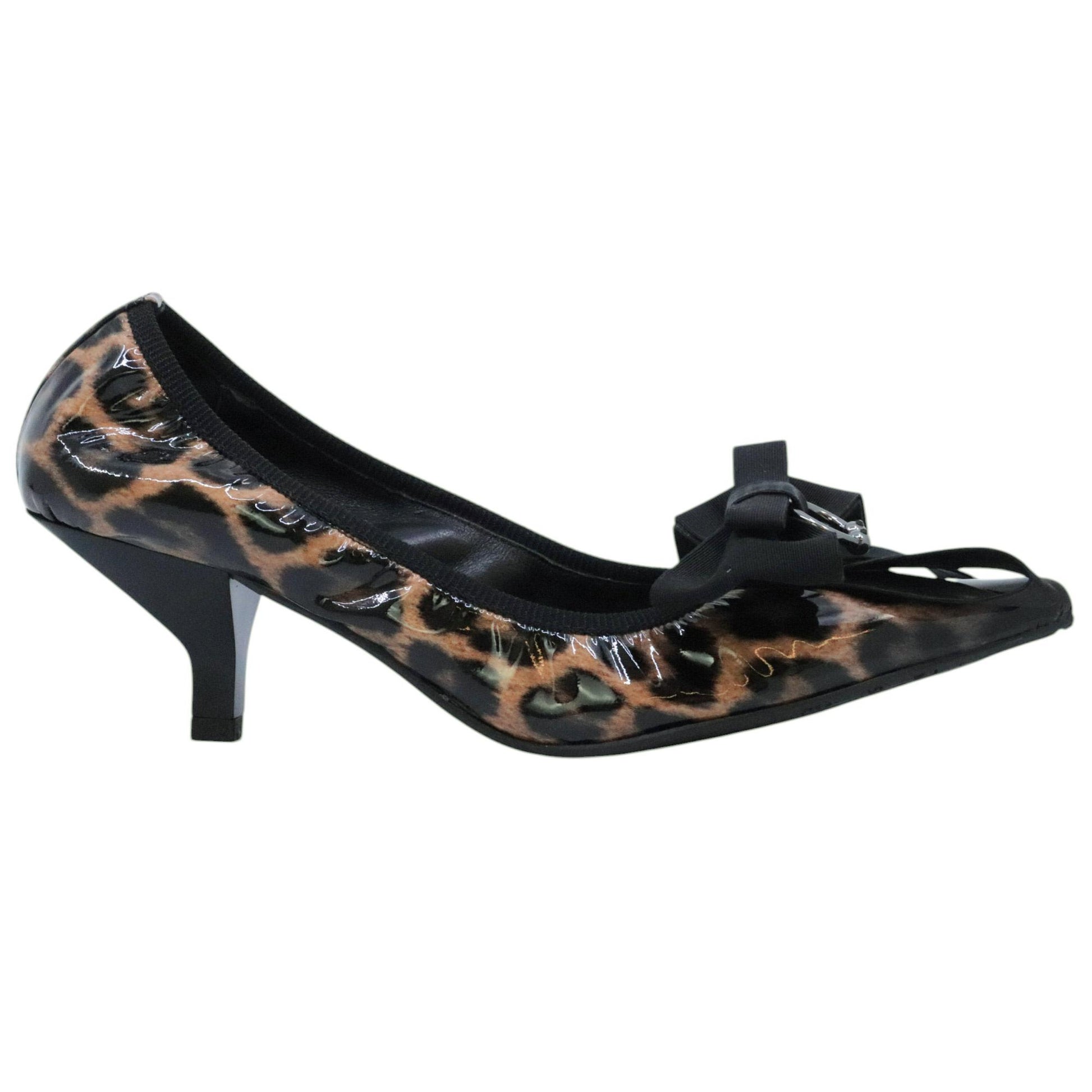 Ras 8235 decolleté donna in pelle stampa maculata con fiocco nero 