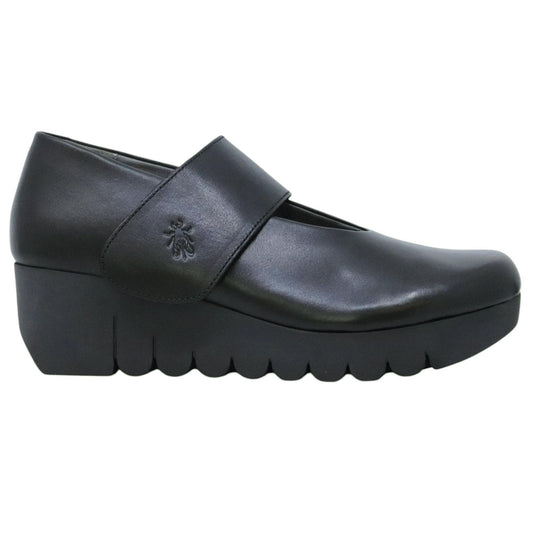 Fly London VARI188FLY scarpa donna in pelle nera con chiusura a velcro 