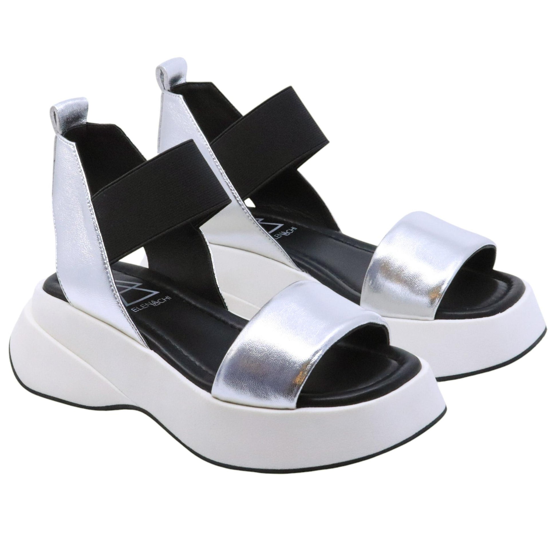 Sandalo donna Elena Iachi C22 in pelle argento 
