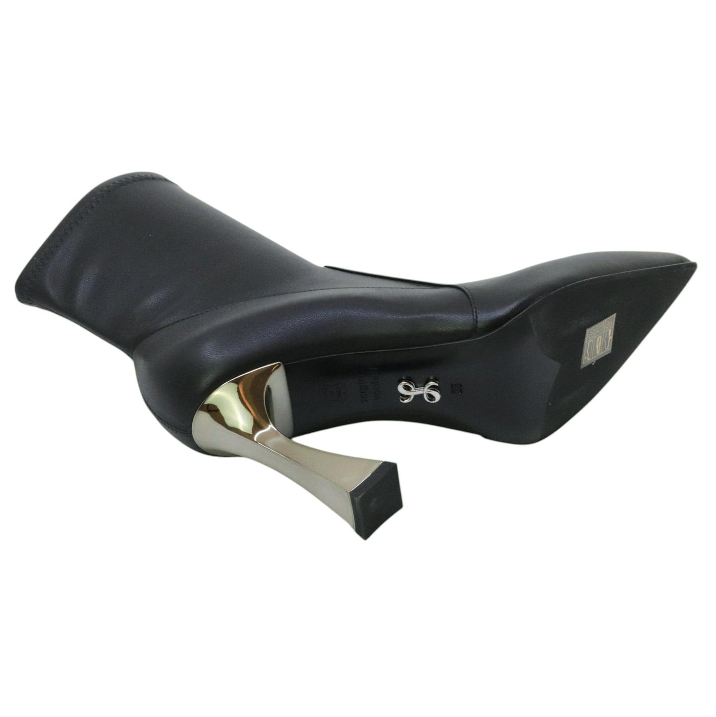 Sergio Levantesi Melita56 tronchetto donna in pelle nera e ecopelle 