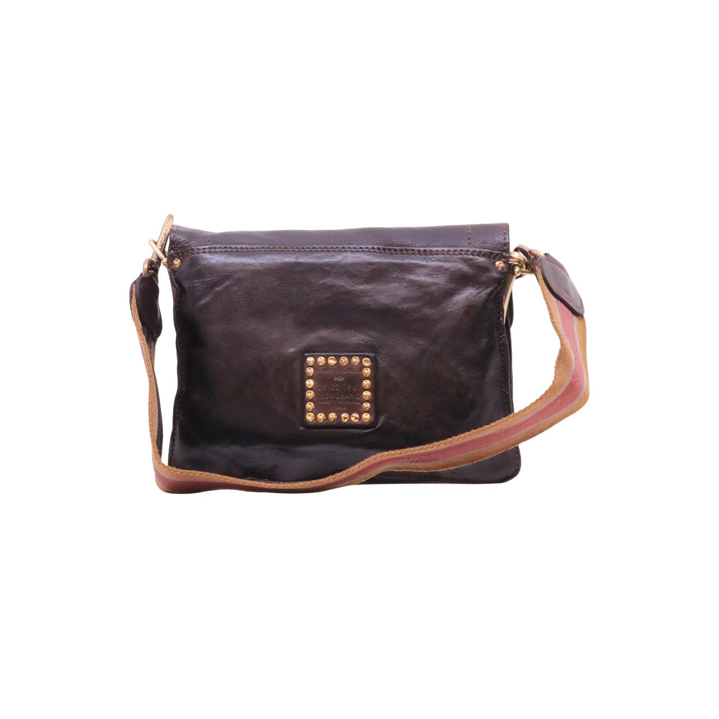 Campomaggi Agnese C016500 borsa a tracolla in pelle moro con spallaccio in nastro 