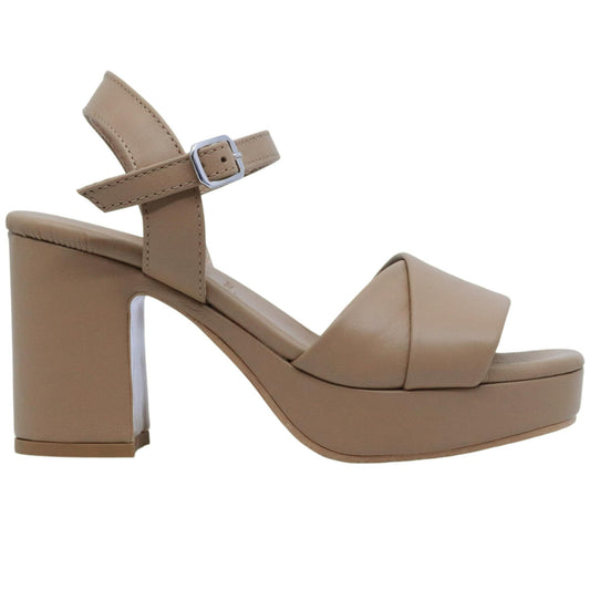 Sandalo con tacco Ehm Robyn in pelle camel 