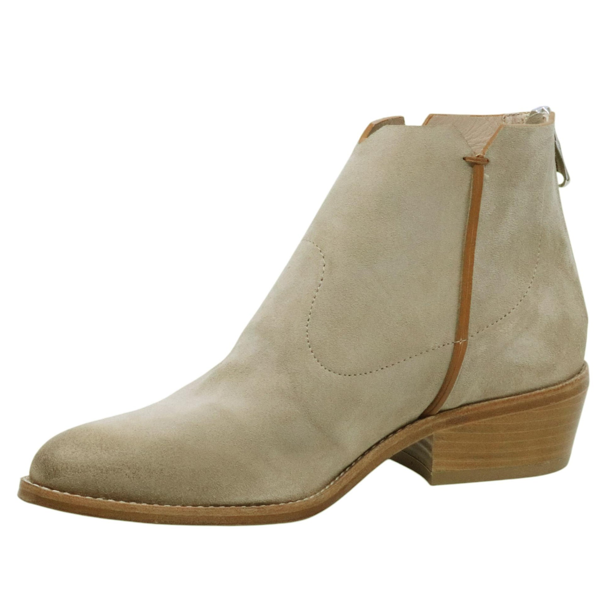 Stivaltto texano donna Curiositè 2717 in camoscio taupe e cuciture laterali 