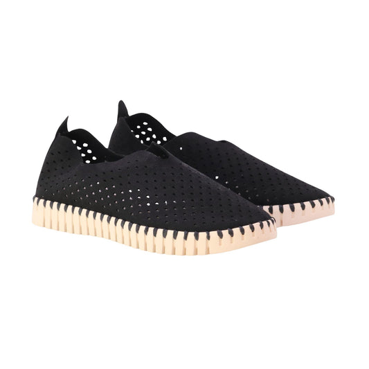 Ilse Jacobsen Tulip 3275 mocassino slip-on donna in microfibra riciclata nera traforata 