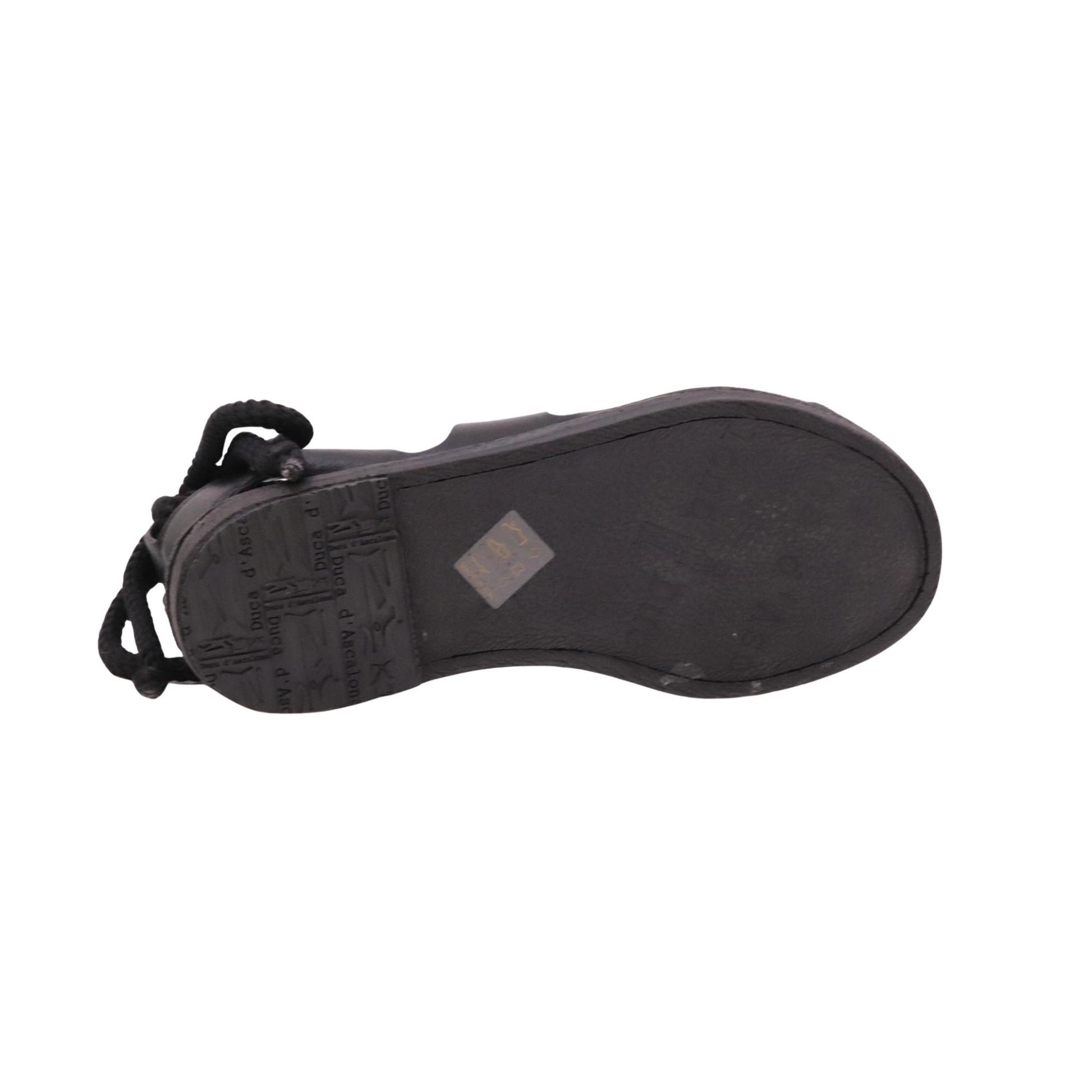 Duca D'Ascalona 106 sandalo donna in pelle nera stile schiava con suola in gomma 