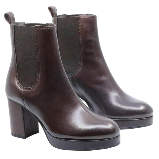 Chelsea donna  con tacco Triver Flight 776 01 in pelle marrone 