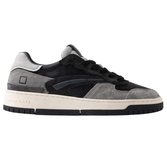 DATE Torneo Pure Vintage TP VC BK sneaker uomo in pelle nera e camoscio grigio 
