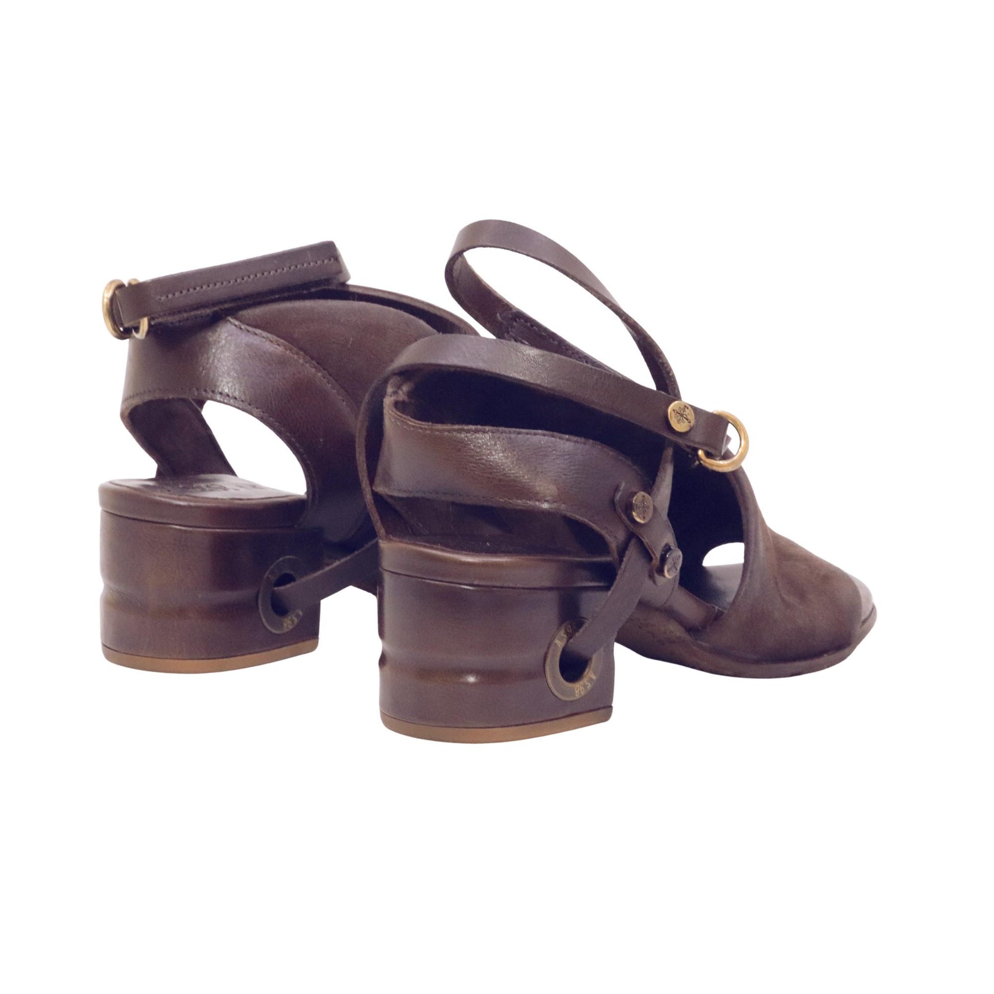 A.S.98 Filippa C34003 sandalo con tacco donna in camoscio testa di moro 