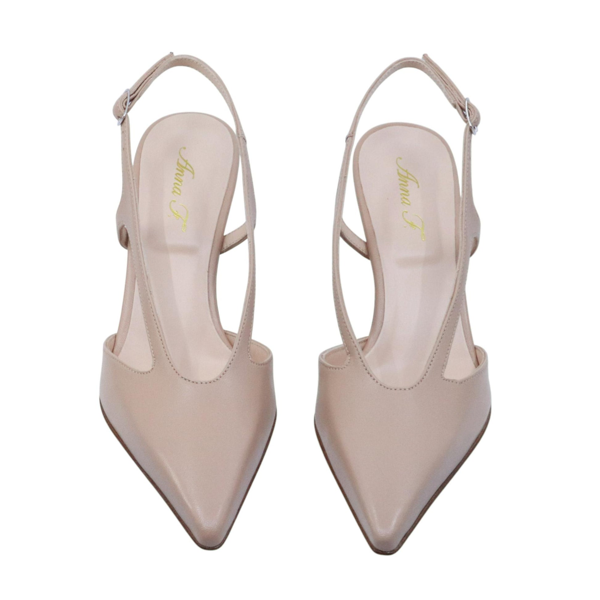 Slingback donna Anna F 1872 in pelle nappa beige 