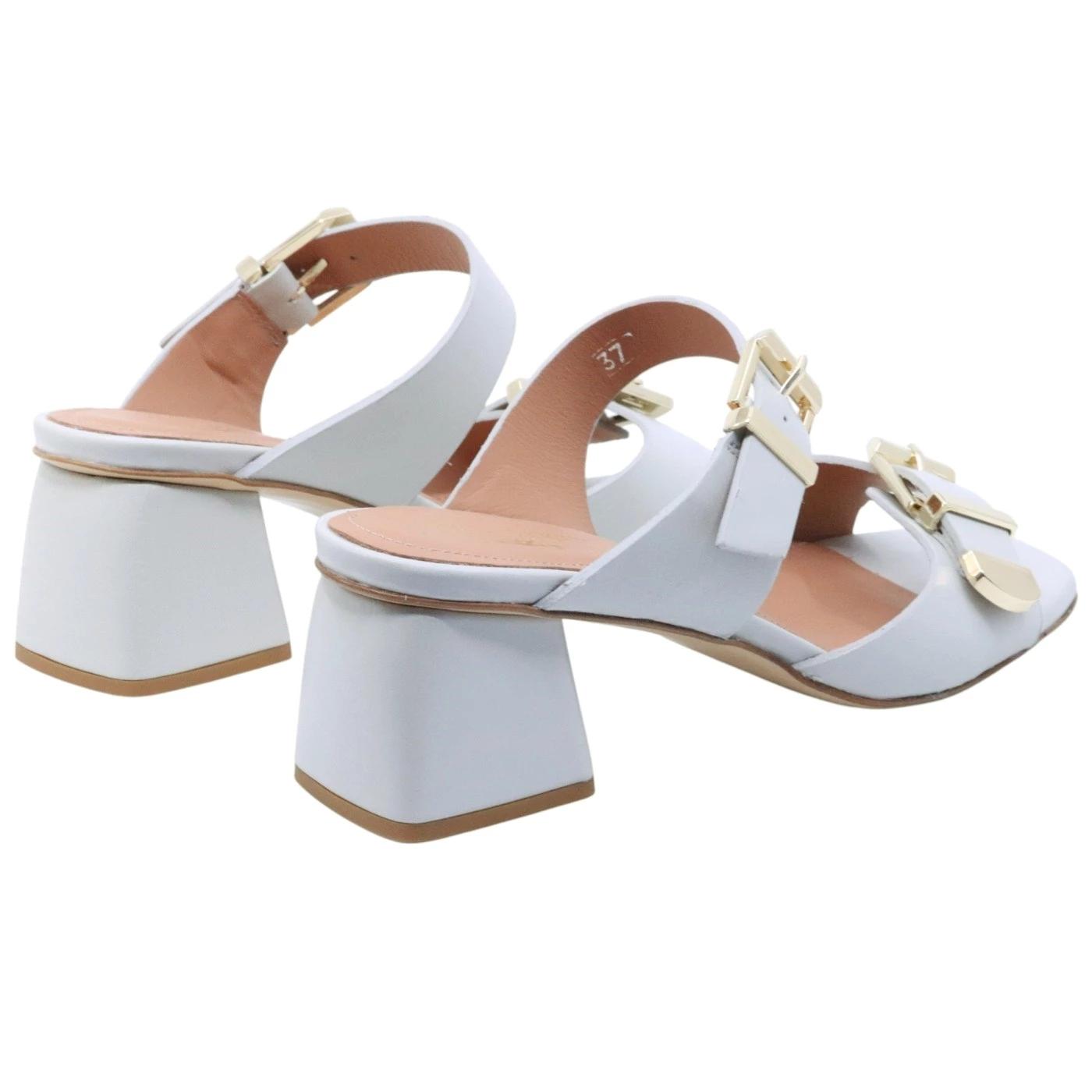 Sandalo con tacco Triver Flight 601 19 in pelle bianco avorio 