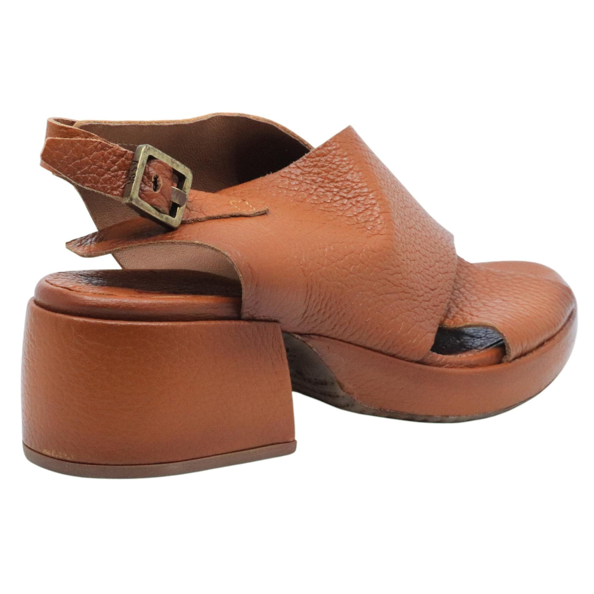 Sandalo con tacco AS98 B21004 in pelle cuoio 