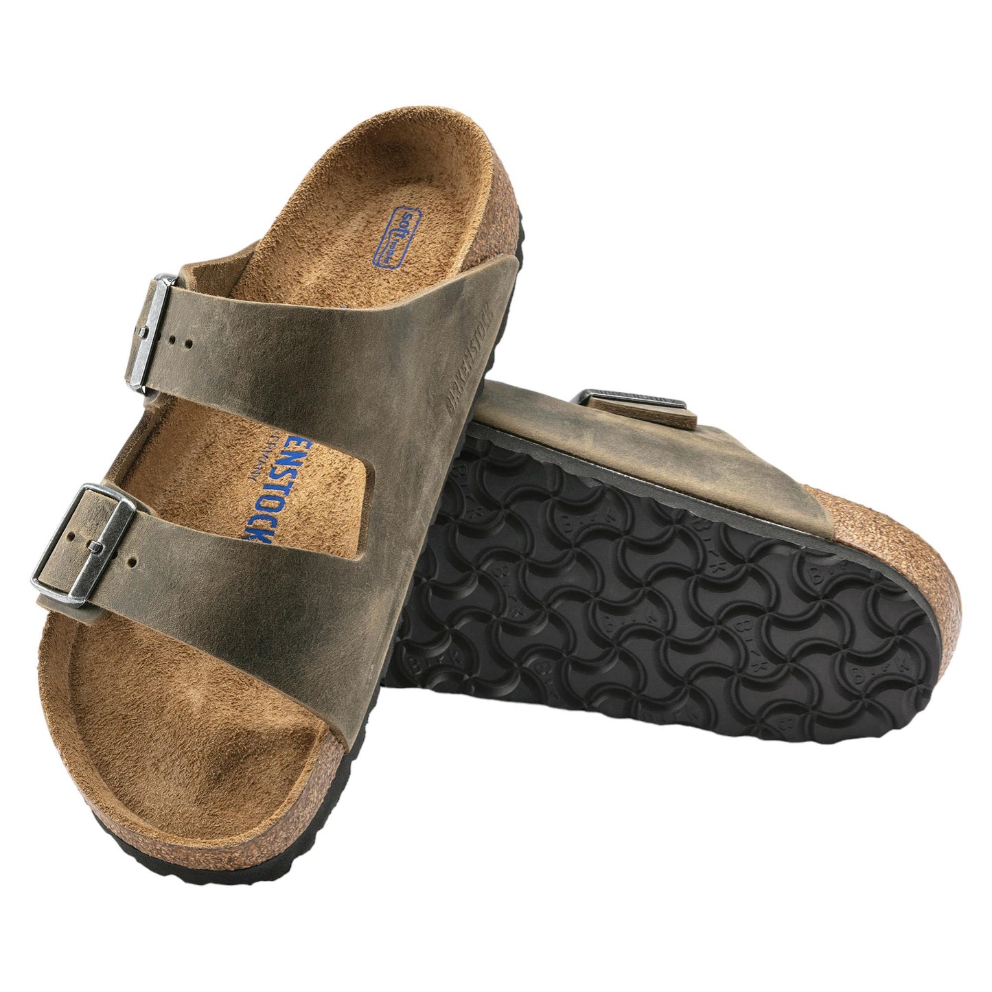 Birkenstock Arizona Olied sandalo doppia fibbia pelle khaki 