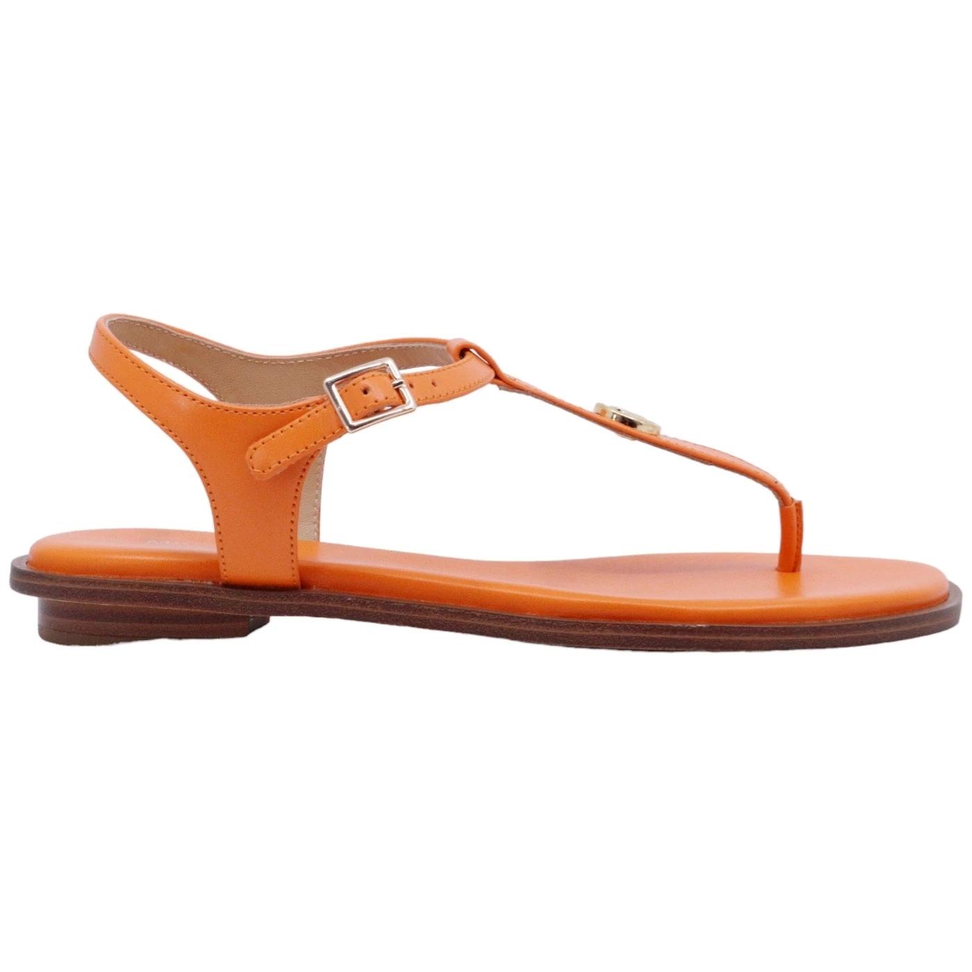 Michael Kors Mallory Thong sandalo da donna in pelle di colore arancione 