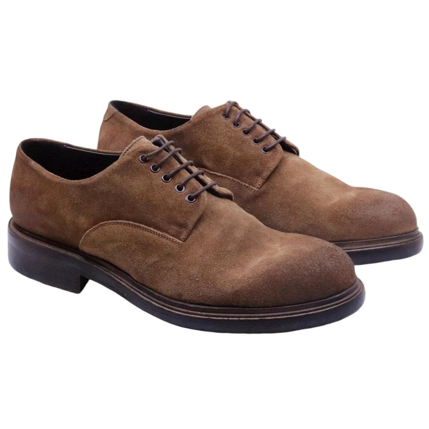 Scarpa Derby imperiale uomo Crispiniano 860 in camoscio marrone 