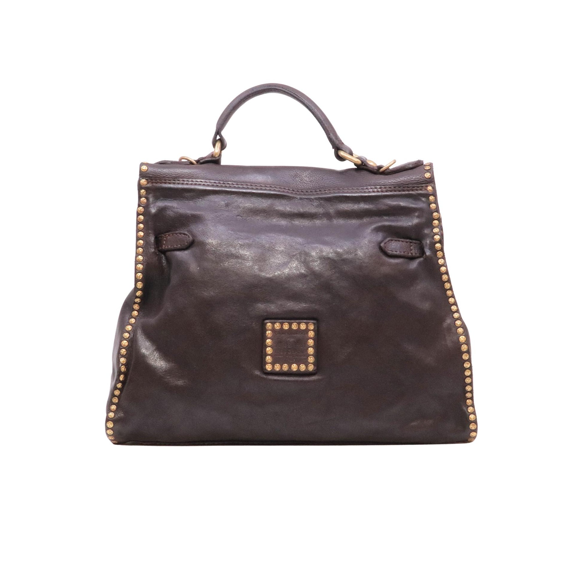 Campomaggi Ginevra C043940ND_X0007_C1501 monospalla in pelle moro con borchie<BR/> 