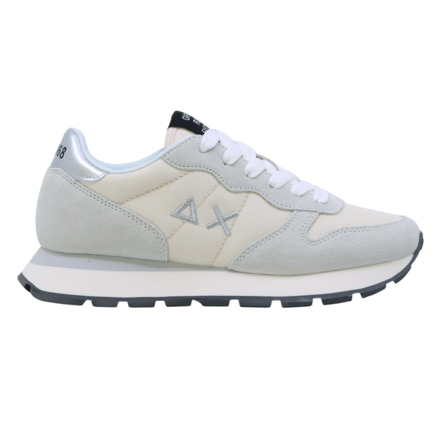 SUN68 Ally Gold Silver Z45202 sneaker donna in nylon e suede bianco 