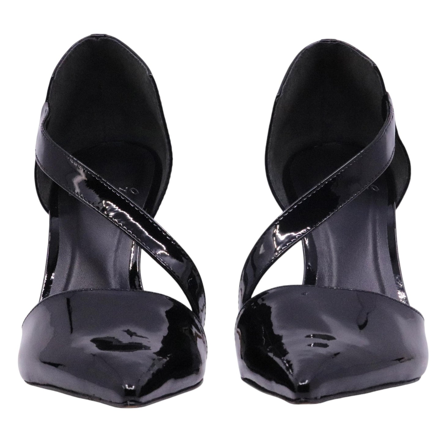 Décolleté donna Carrano 607002 in pelle vernice di colore nero aperto ai lati 