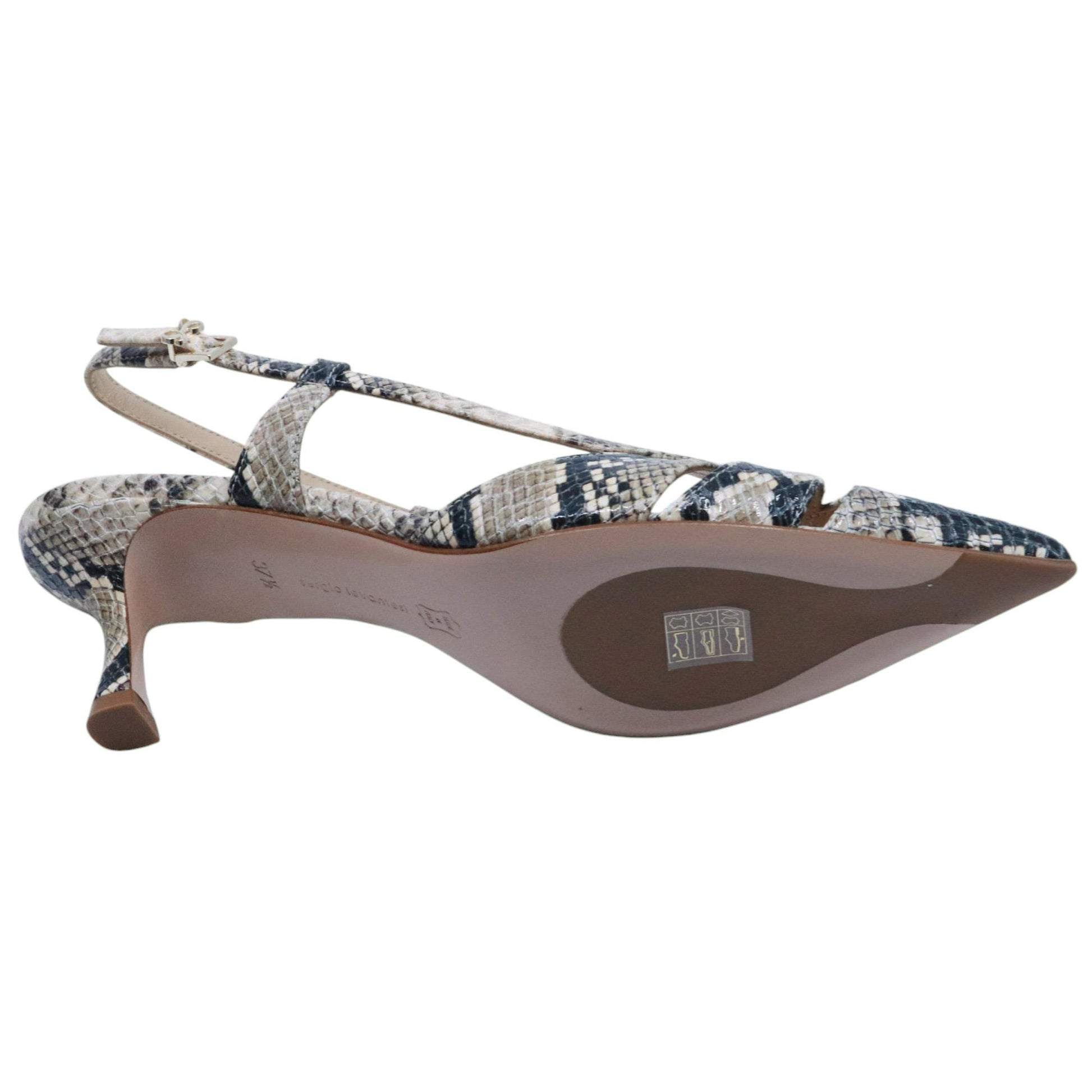 Slingback donna Sergio Levantesi Edda in pelle stampa serpete color sabbia 