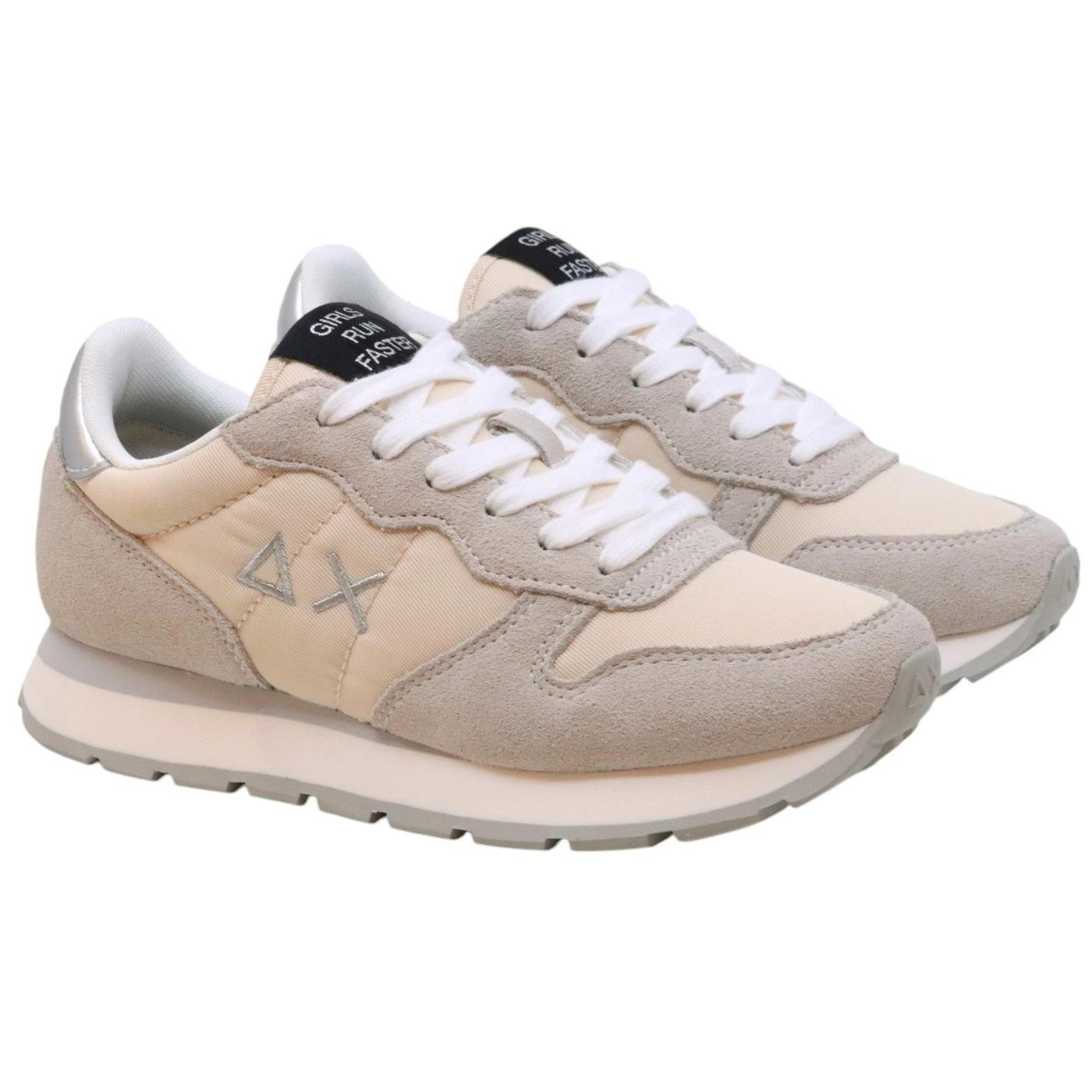 Sneaker donna Sun68 Ally Gold Silver Z44202 in tessuto panna 