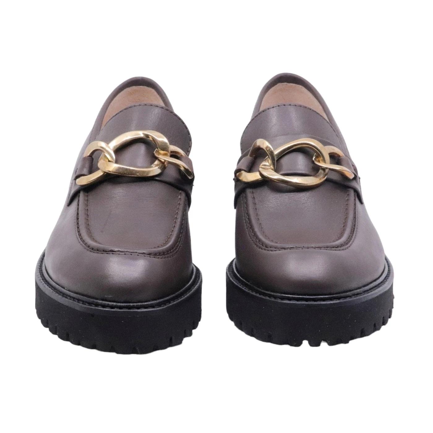 Mocassino donna Le Briella in pelle nappata di colore testa di moro con morsetto 