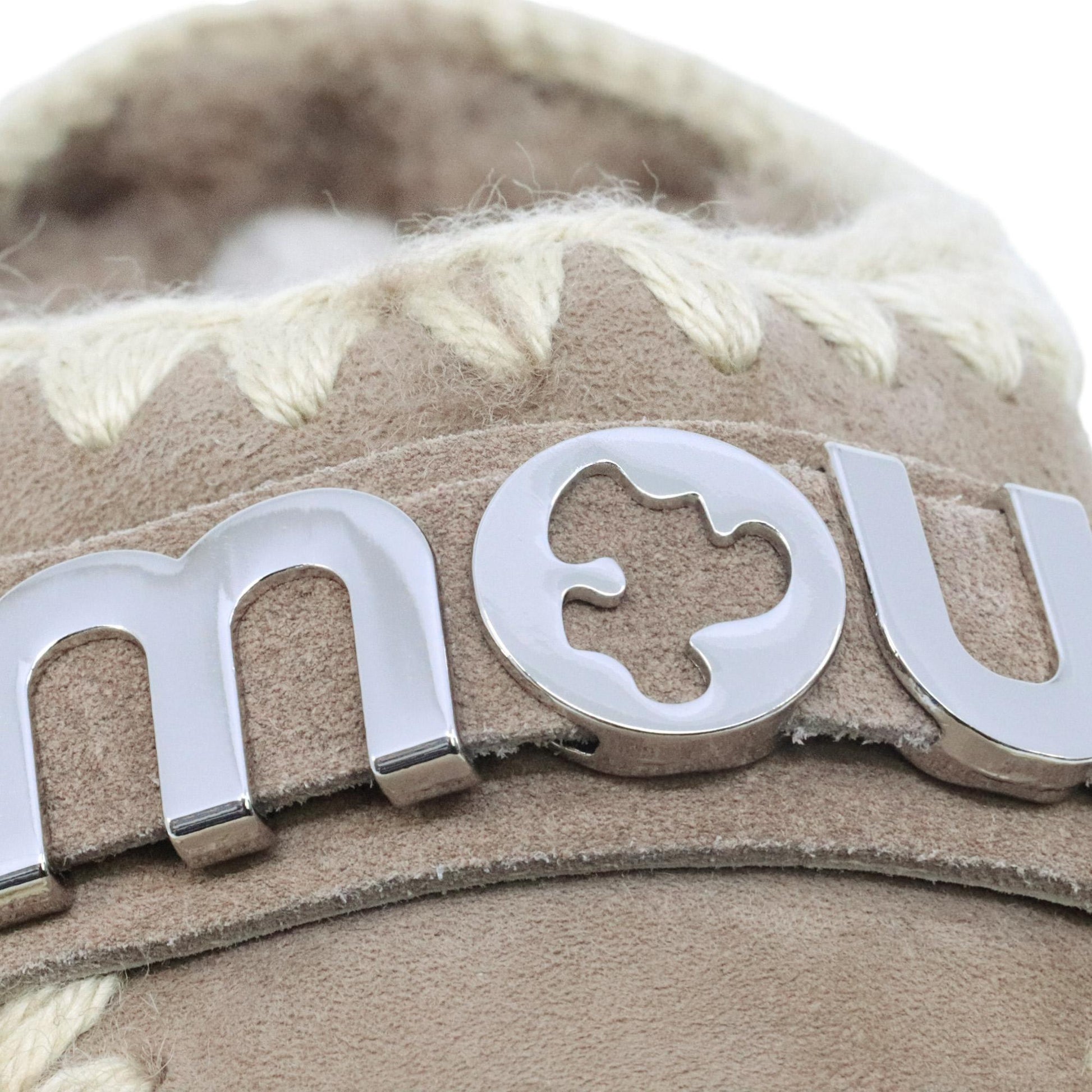 Mou Bounce clog metal logo sabot donna in montone grigio 
