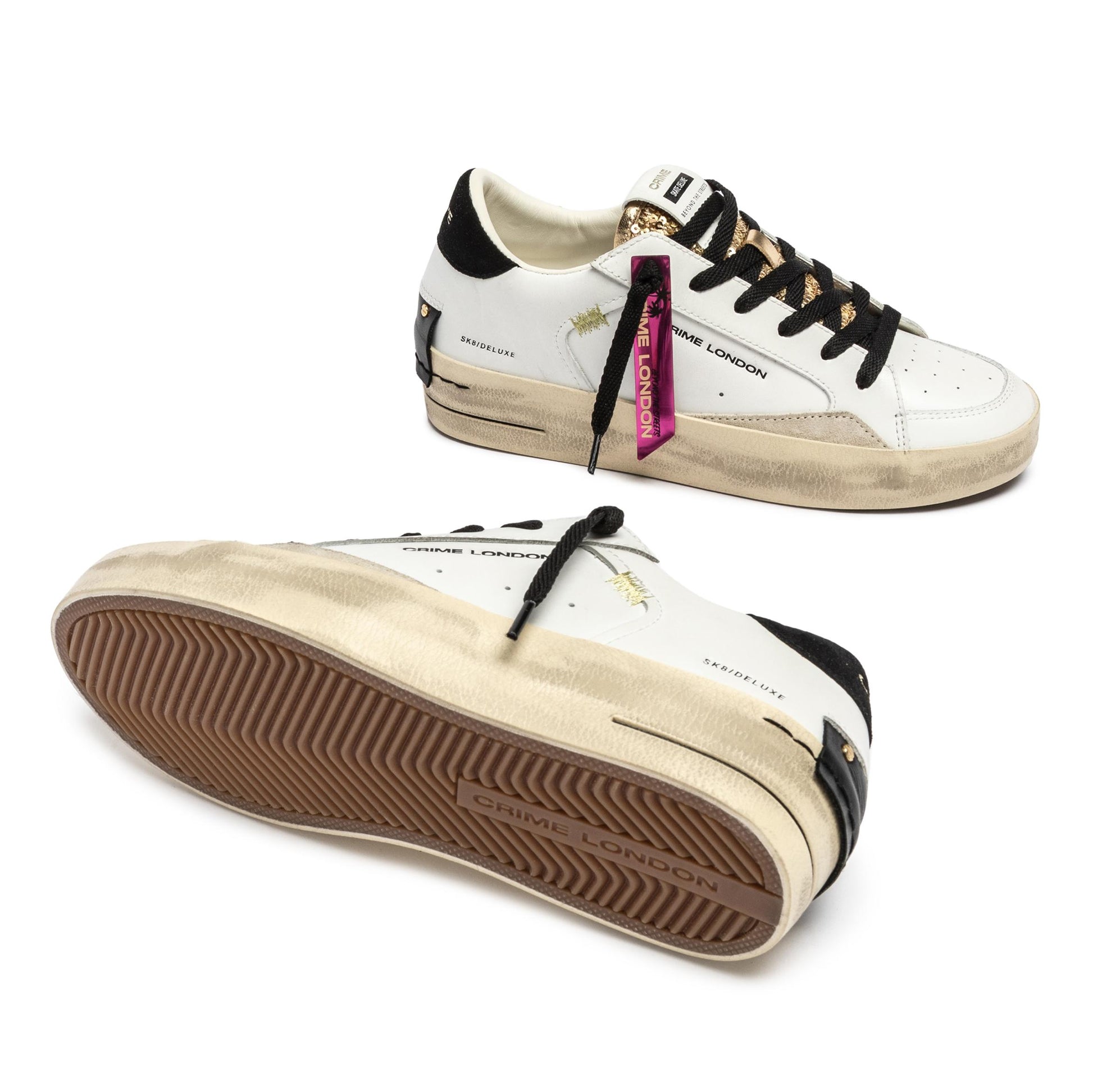 Crime London 25192 SK8 Deluxe sneaker donna in pelle bianca 