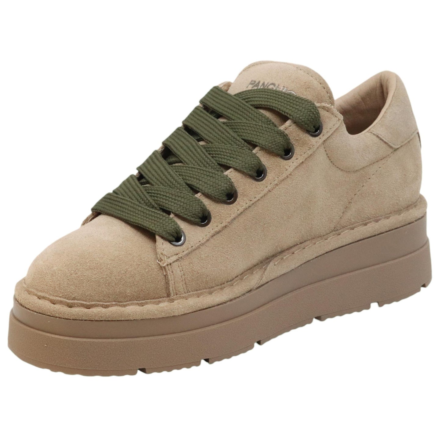 Panchic P89 sneaker donna in camoscio safari e lacci verde oliva 