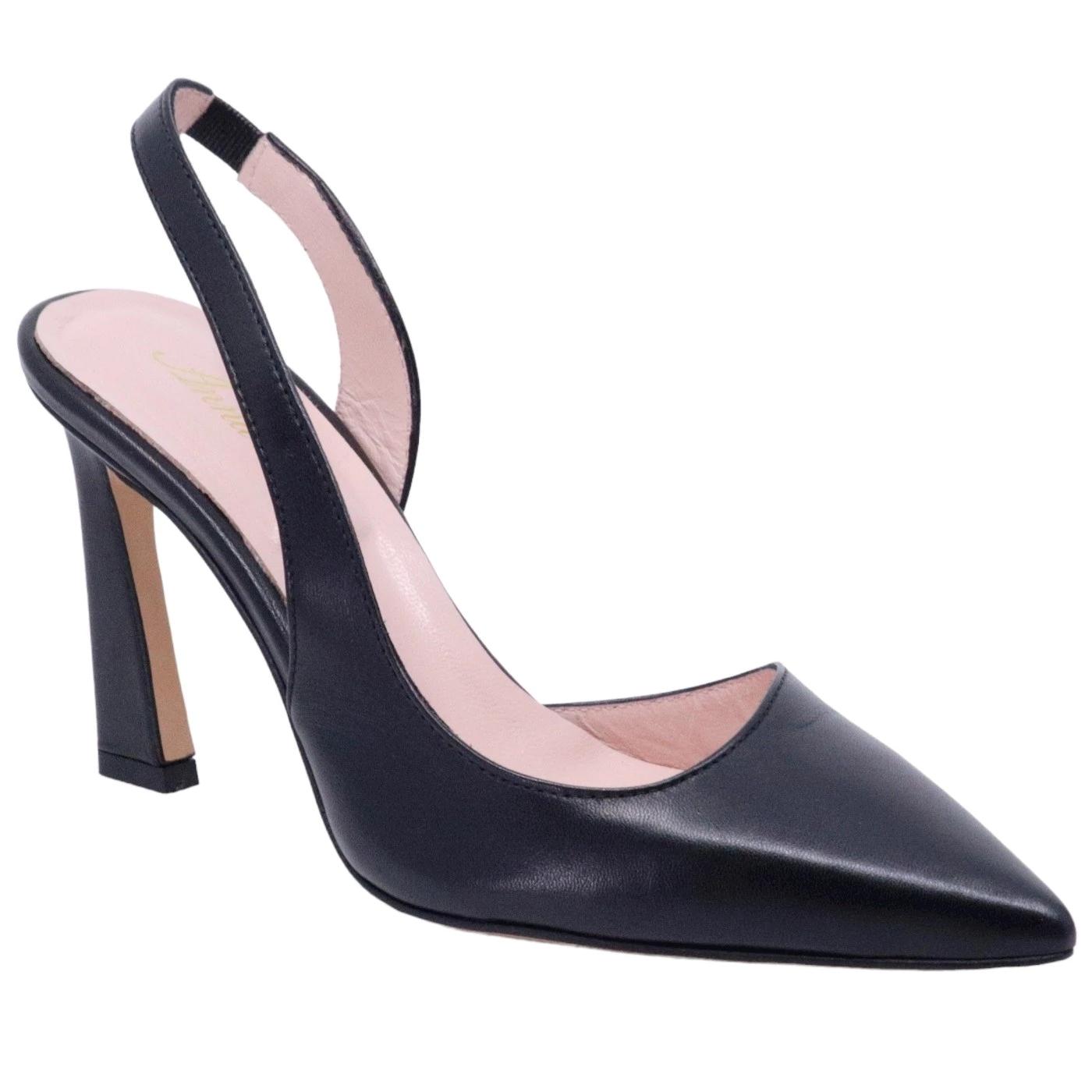 Slingback donna Anna F in elegante pelle di colore nero 