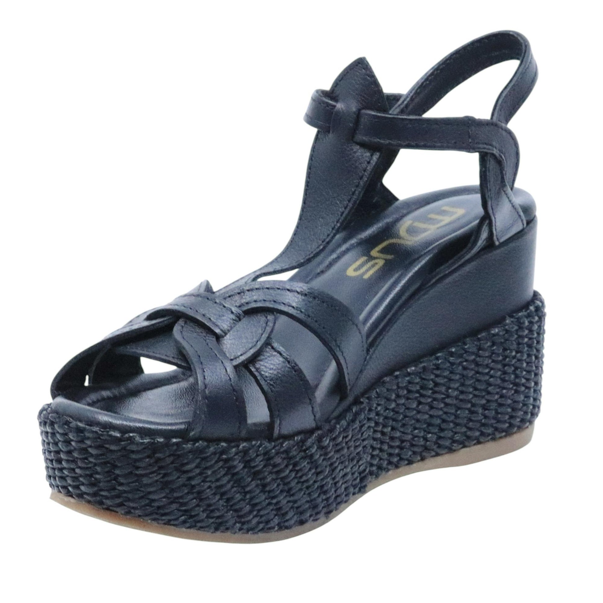 Sandalo zeppa Mjus L77002 in pelle nera 