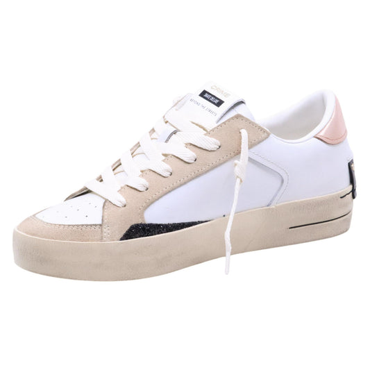 Crime London sk8 Deluxe 21114 in pelle bianca e camoscio beige 