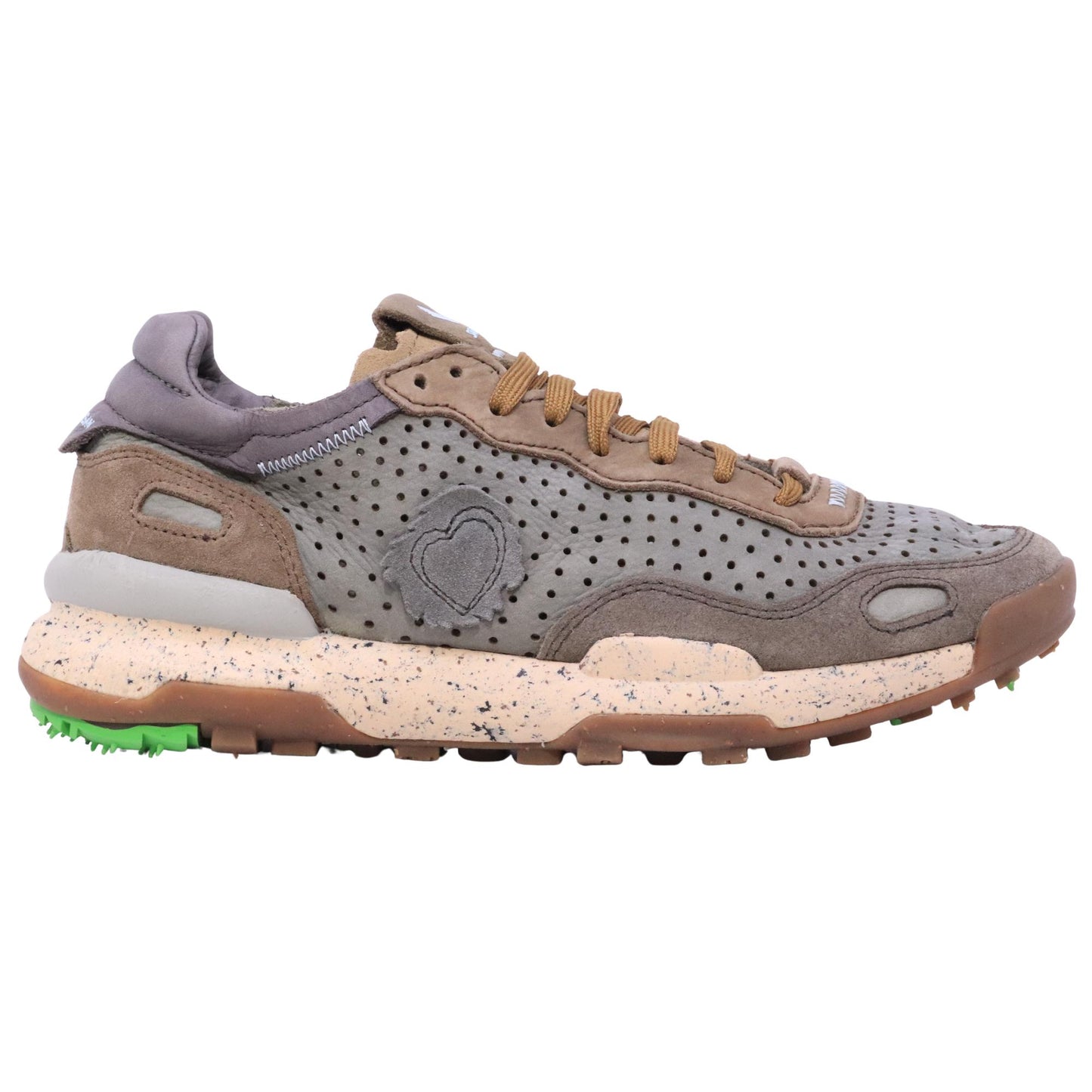 Satorisan Chacrona Laser Premium Wild Grass sneaker uomo in camoscio e pelle traforata 