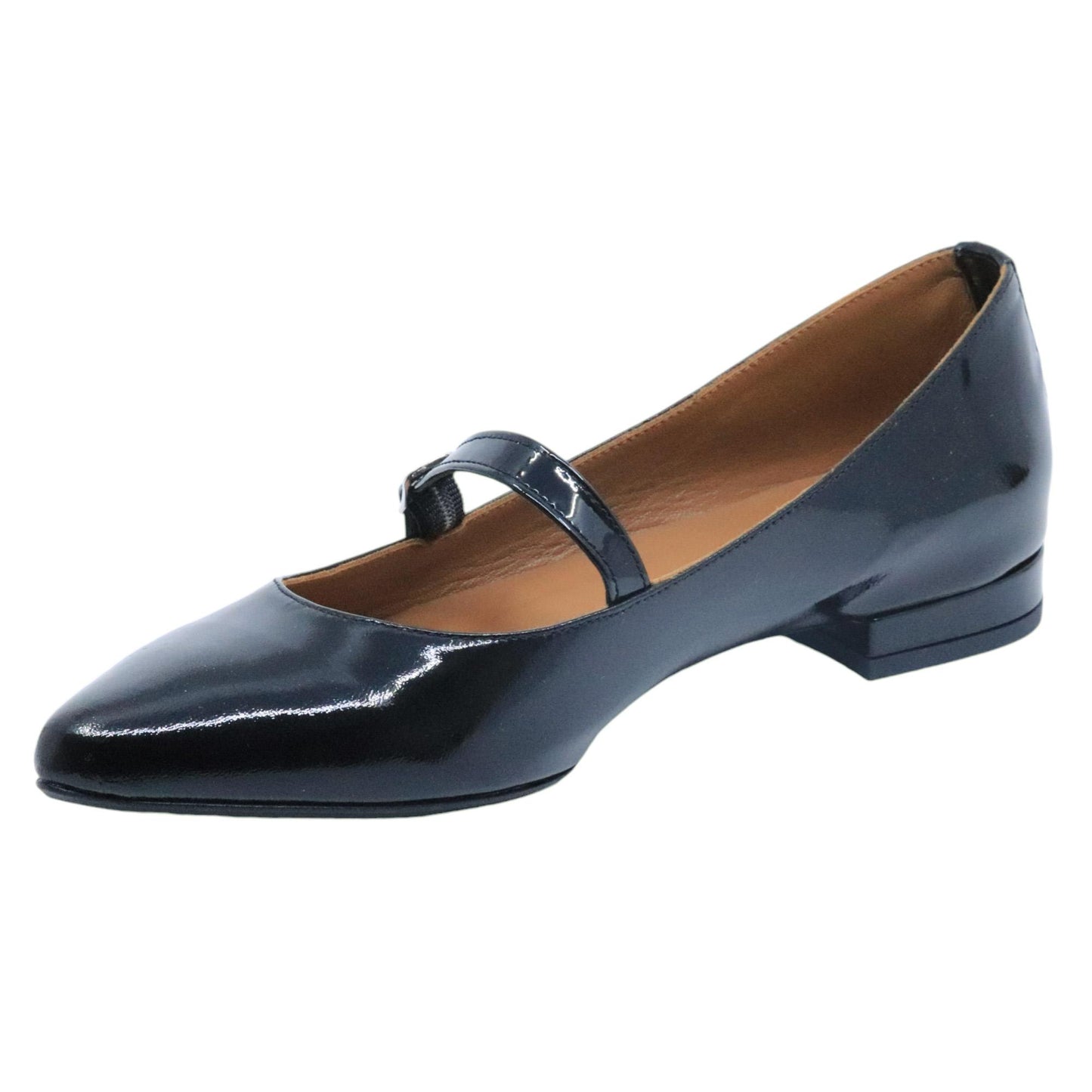 Jaffè 605 ballerina donna in vernice nera con cinturino 