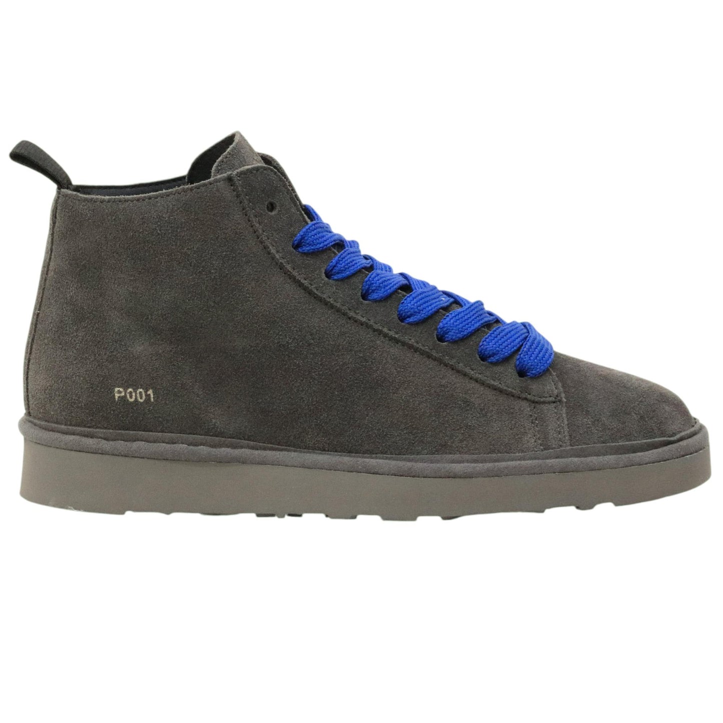 Panchic P001 polacchino uomo in suede antracite e lacci blu 