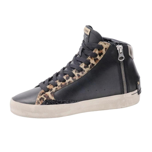 Crime London Distressed High 28052 in pelle nera 
