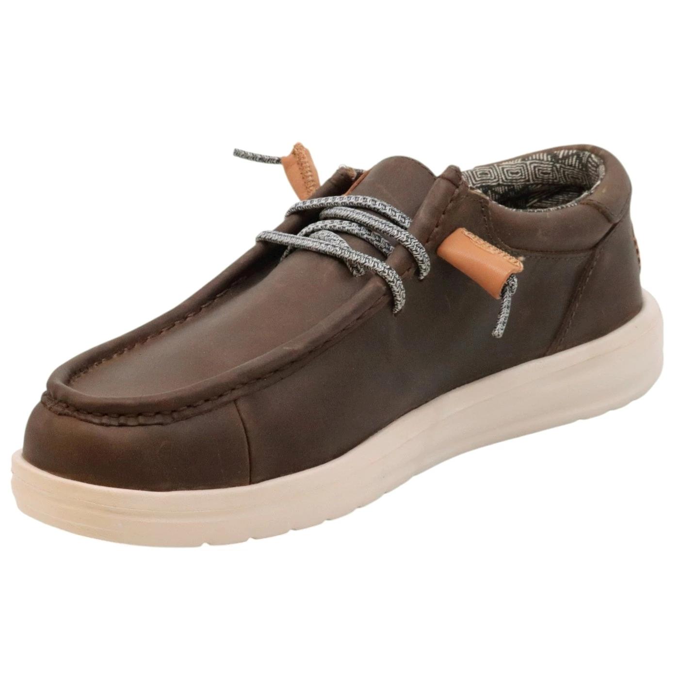 Hey Dude Wally Grip Craft sneaker uomo in pelle grigio e marrone 