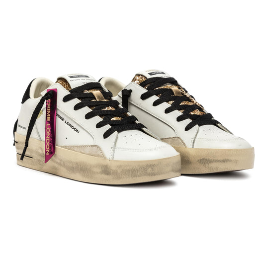 Crime London 25192 SK8 Deluxe sneaker donna in pelle bianca 