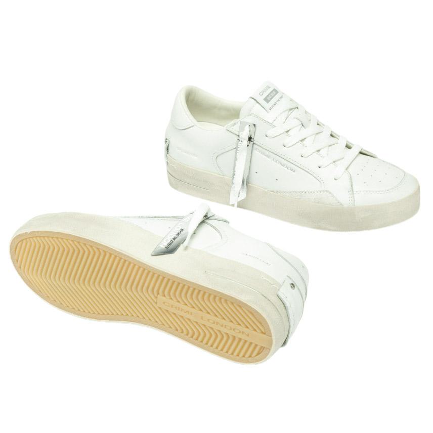 Sneaker donna Crime London Sk8 Deluxe 21111 in pelle bianca vanilla 