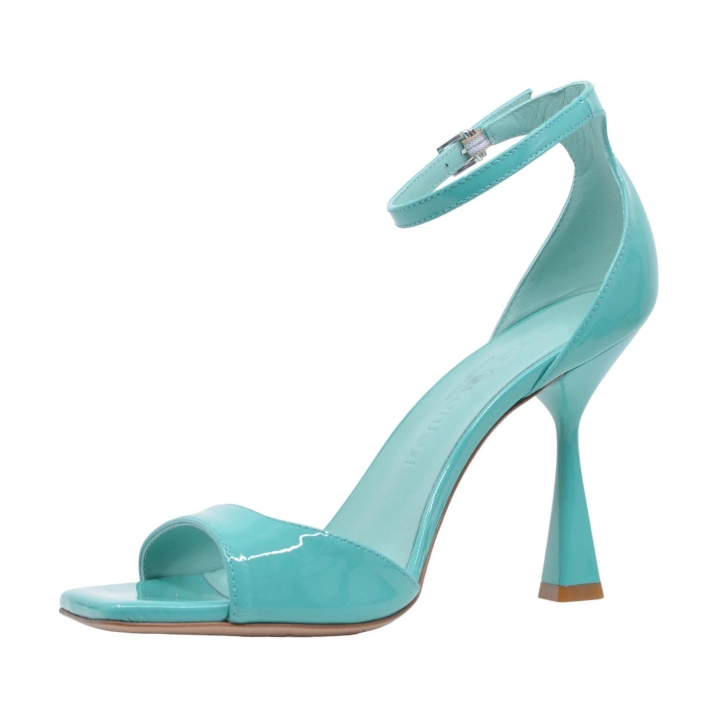 Sandalo con tacco Sergio Levantesi Tarin22  in pelle vernice verde acqua 