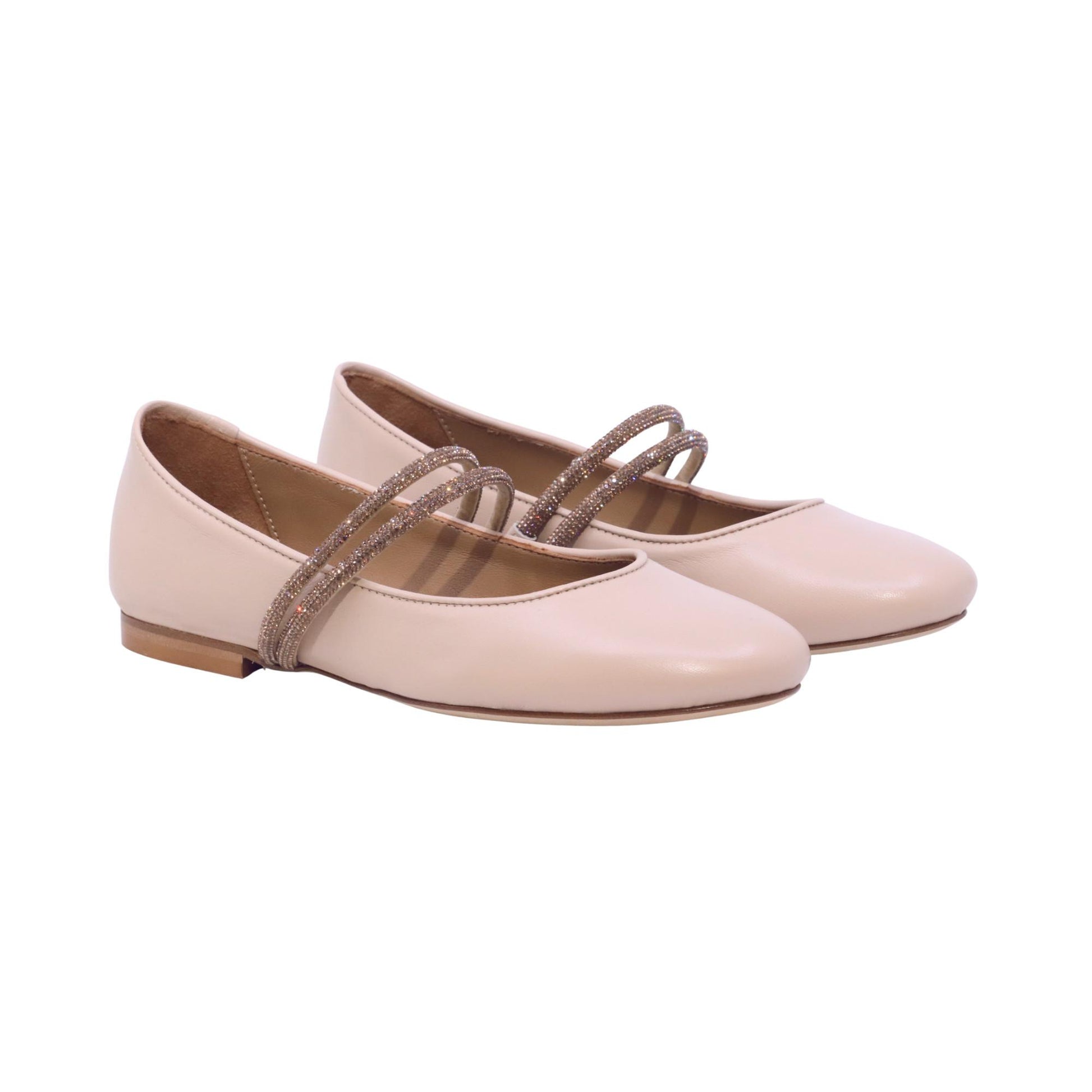 Anna F 1818 ballerina donna 1818 in pelle nappa gesso rosato con strass 