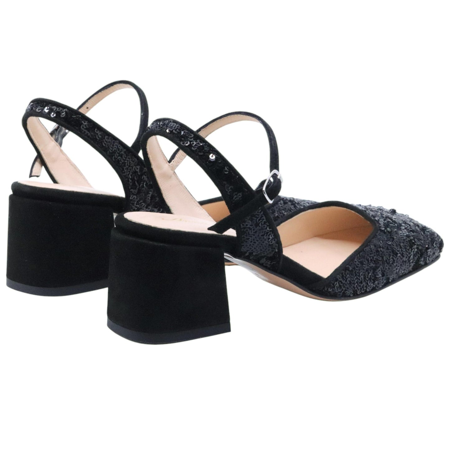 Slingback donna Anna F 1838 in paillettes nero 