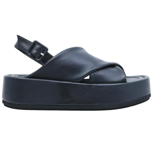 Sandalo platform Paloma Barceló 26 Basima in pelle nera 