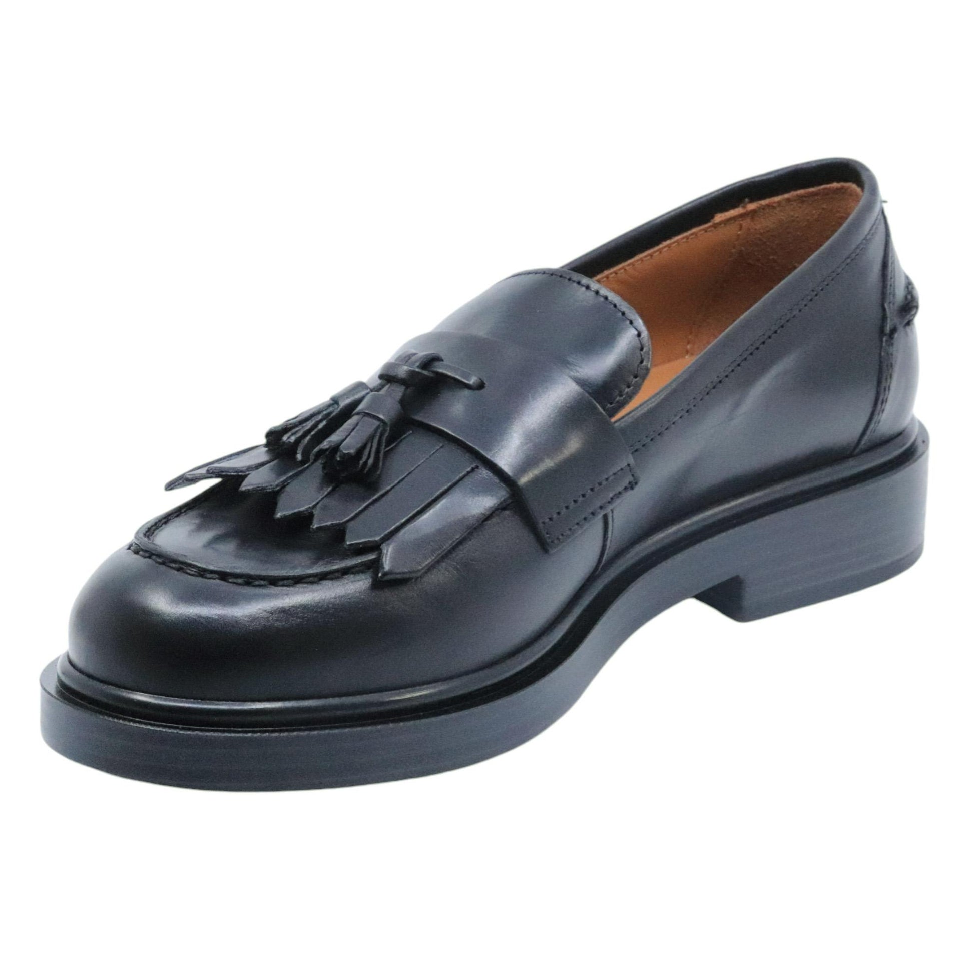 Mocassino donna Triver Flight 709-24 in pelle nera caratterizzato da un mappetto 