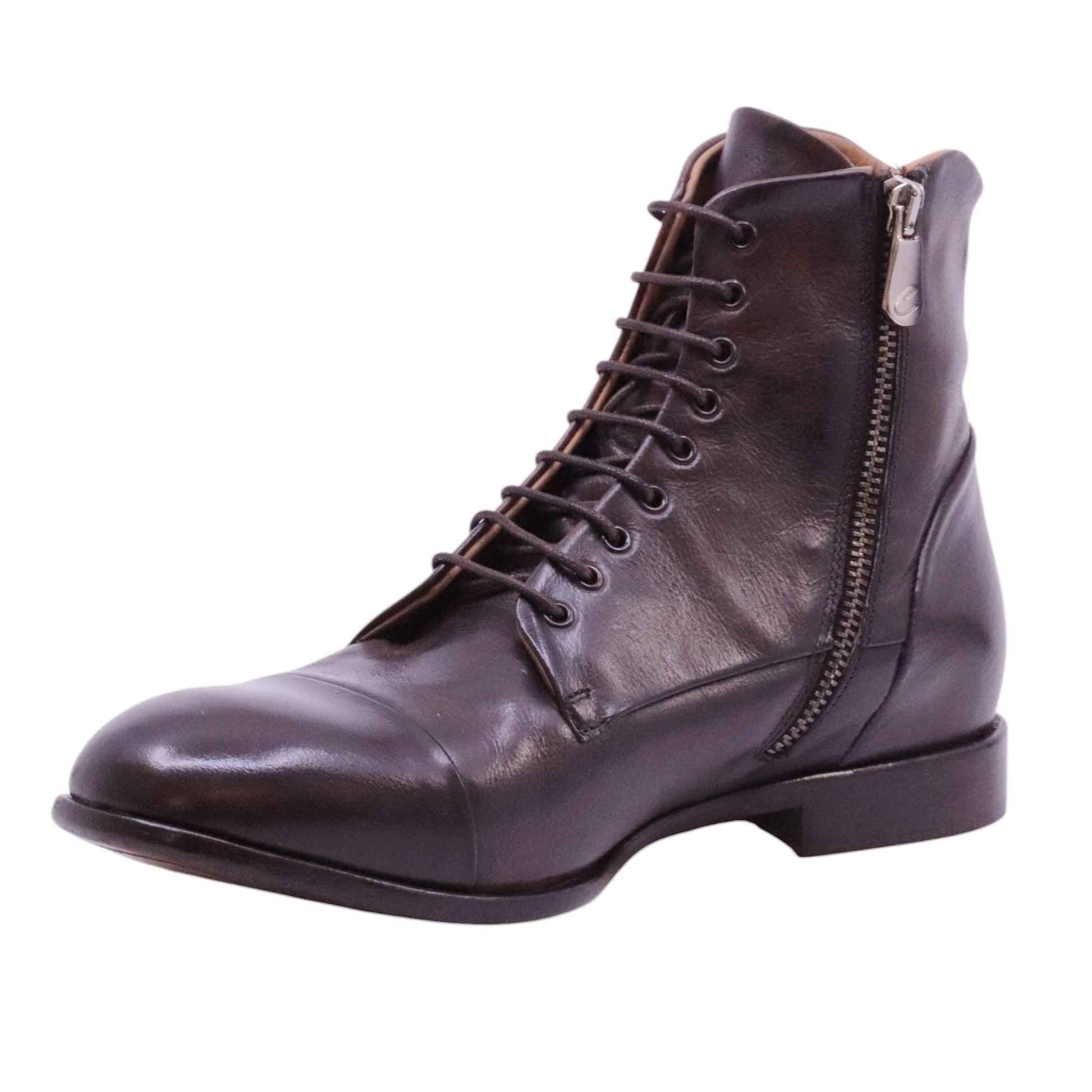 Crispiniano 124-14 stivaletto uomo pelle marrone con zip interna 