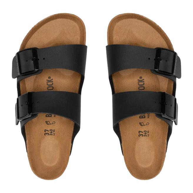 Birkenstock Arizona Birko-Flor sandalo doppia fibbia nero calzata Regular 